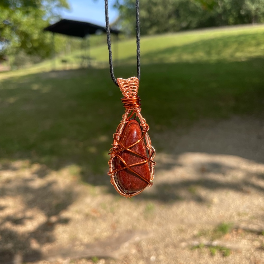 Red Tiger’s Eye Wire Wrapped Necklace